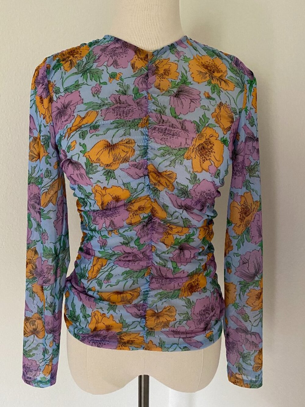 Veronica Beard Myrna Floral Ruched Top - 2
